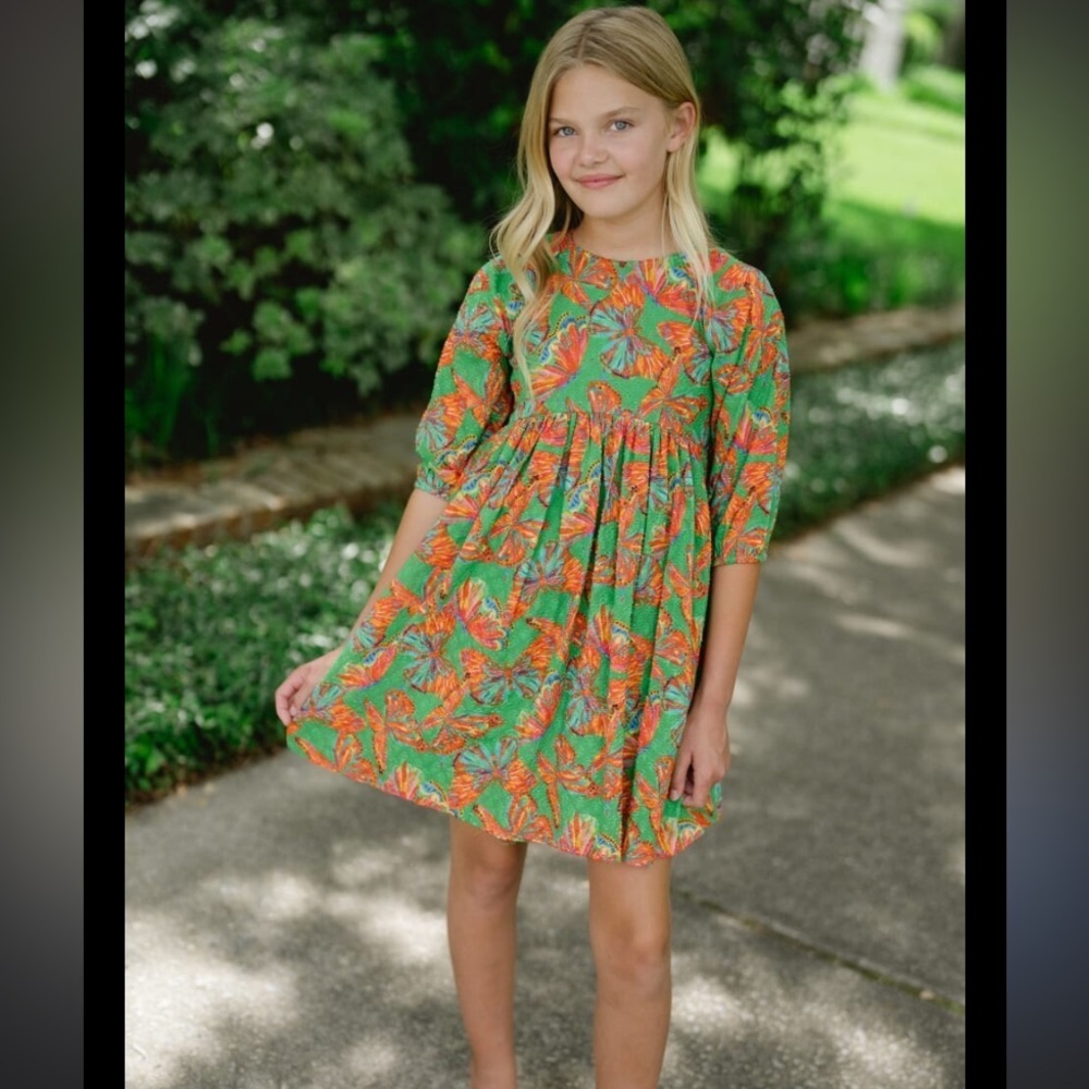Nwt $90 10y Briton Court  Girls Isabella Dobby Dress Butterfly print fall casual